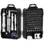Set surubelnite de precizie, cu 117 piese, din otel, cu cutie din plastic, cu husa de depozitare, argintiu