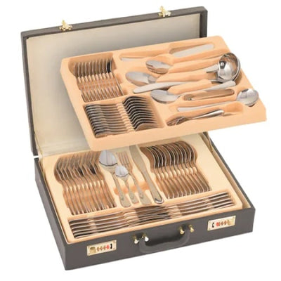 Set tacamuri din inox, FOXMAG24, cu diplomat negru, 72 piese