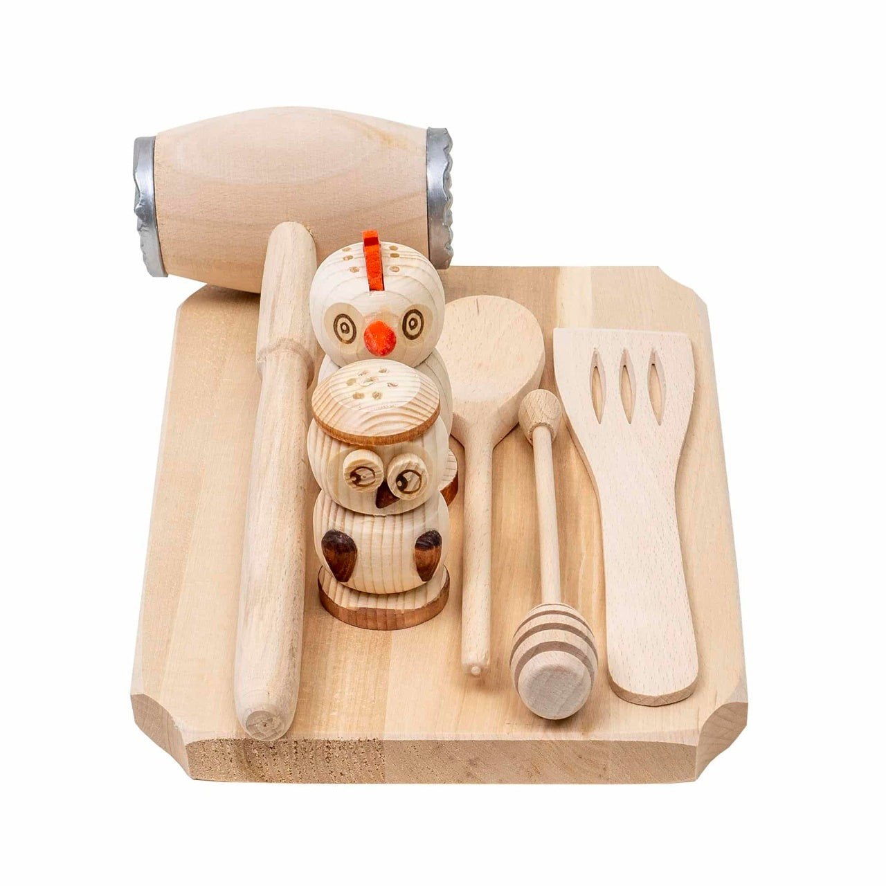 Set tocator dreptunghiular din lemn de fag, 7 piese, 30x20x2 cm