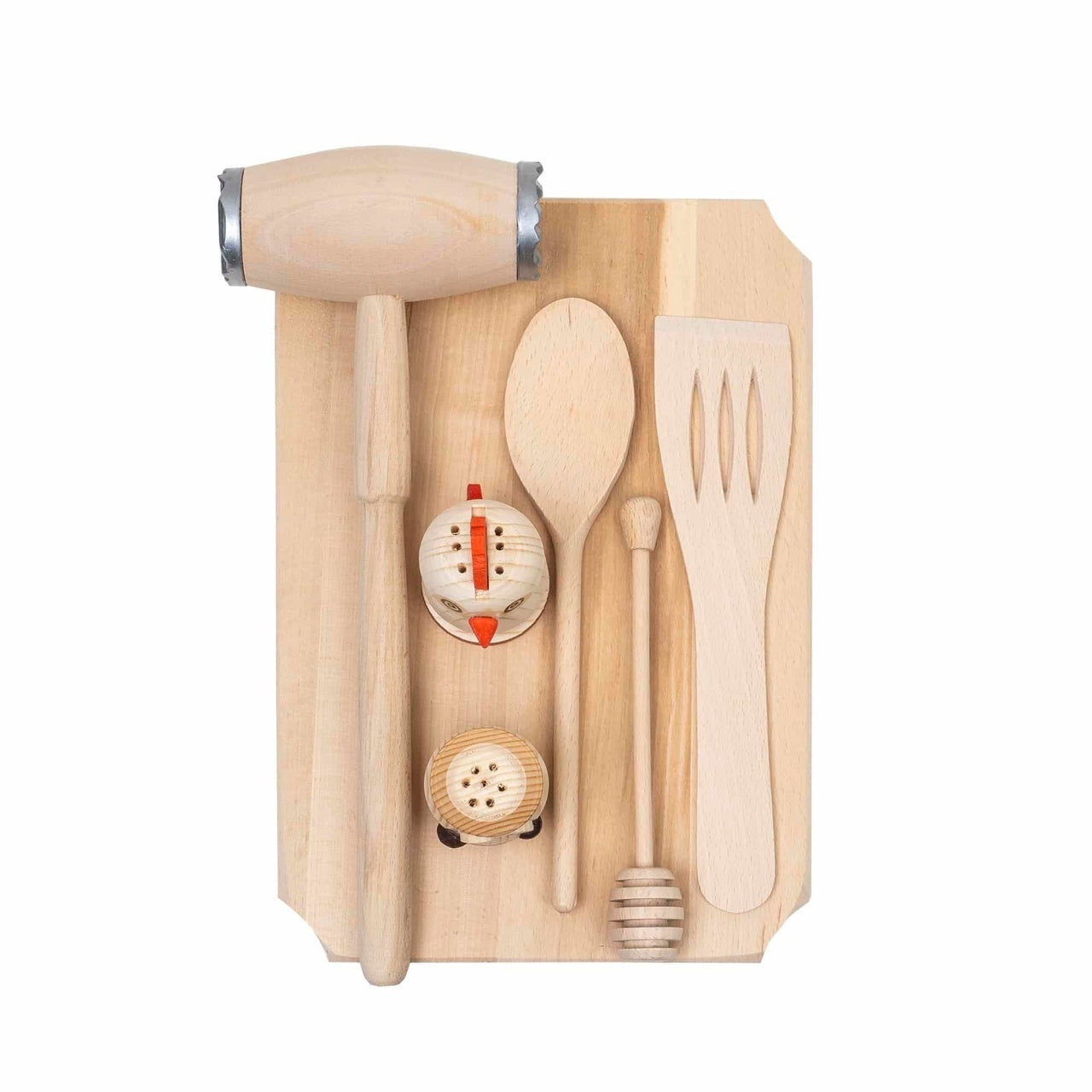 Set tocator dreptunghiular din lemn de fag, 7 piese, 30x20x2 cm
