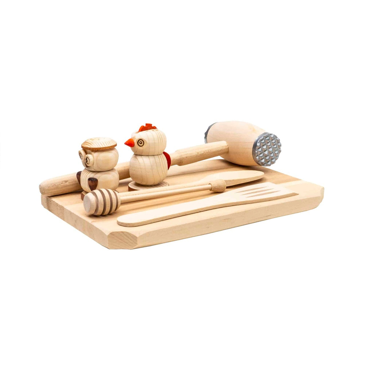 Set tocator dreptunghiular din lemn de fag, 7 piese, 30x20x2 cm