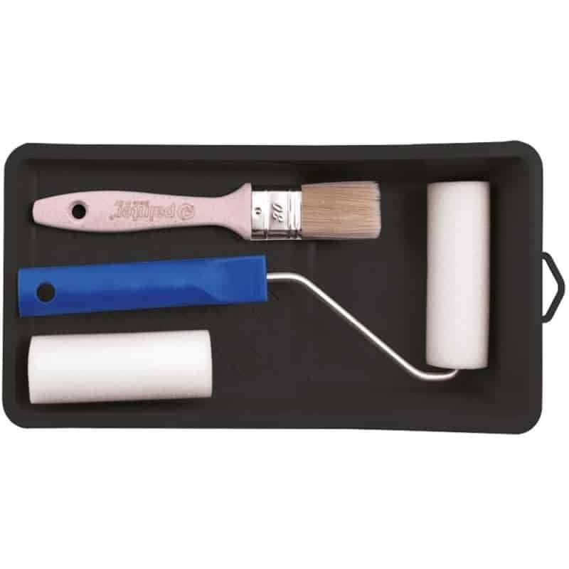 Set trafalet burete 10 cm cu pensula si tava pentru vopsit finisaje detaliu