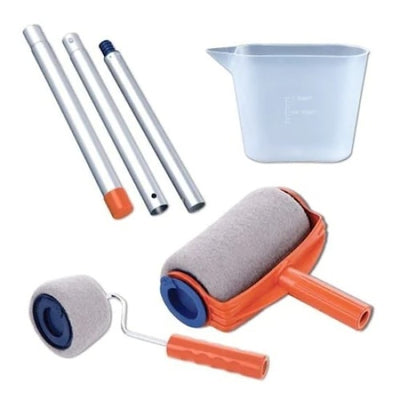 Set trafalet FOXMAG24, cu rezervor pentru vopsit, brat extensibil, 3 accesorii cu vas de un litru, portocaliu/albastru