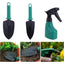 Set unelte de gradinarit, cu 5 piese, cutie pentru depozitat si transport, din metal si plastic, verde