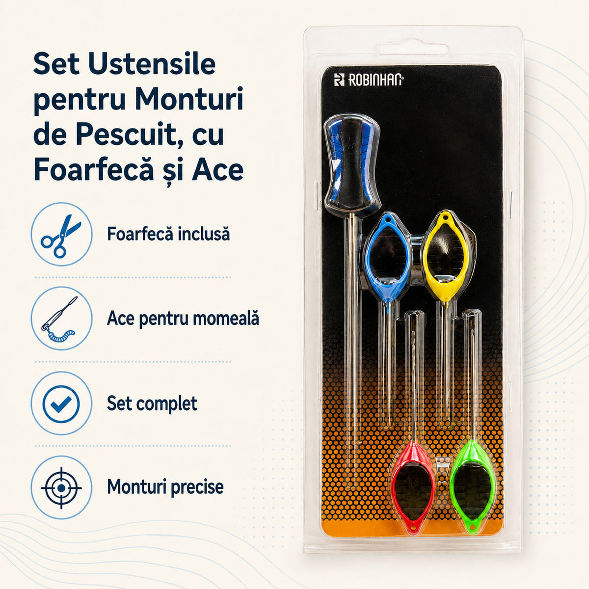 Set Ustensile pentru Monturi de Pescuit, cu Foarfecă și Ace – caracteristici și beneficii