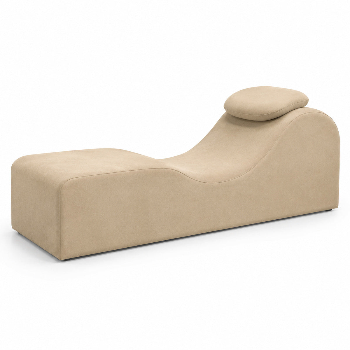 Șezlong Tip Chaise Longue cu Spătar Curbat, Bej – imagine principală