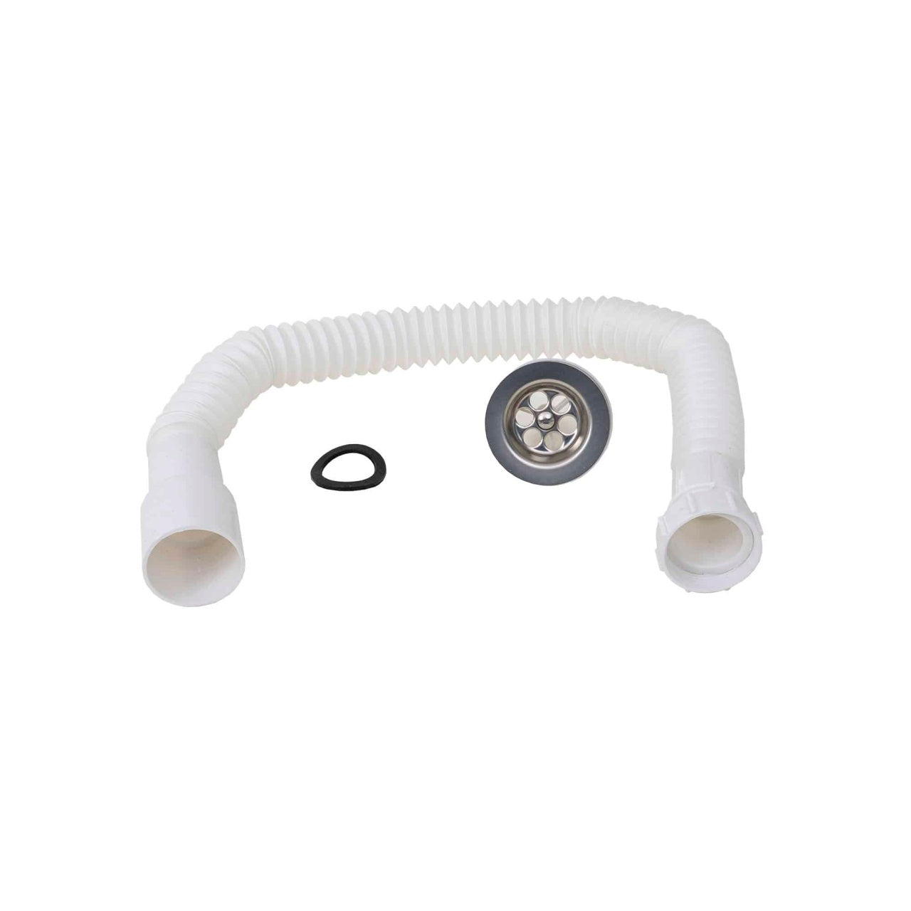 Sifon pentru chiuveta Q50, plastic alb, sistem scurgere eficient