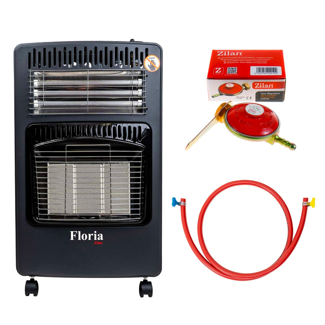 Soba mobila pe gaz GPL si electrica, aprindere piezo-electrica, demontabila, neagra