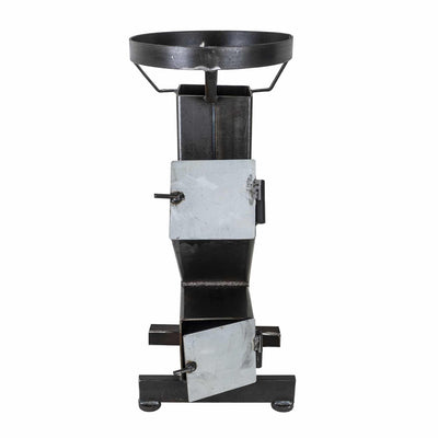 Soba tip racheta 150x150x4 mm, otel, 10 kW, negru