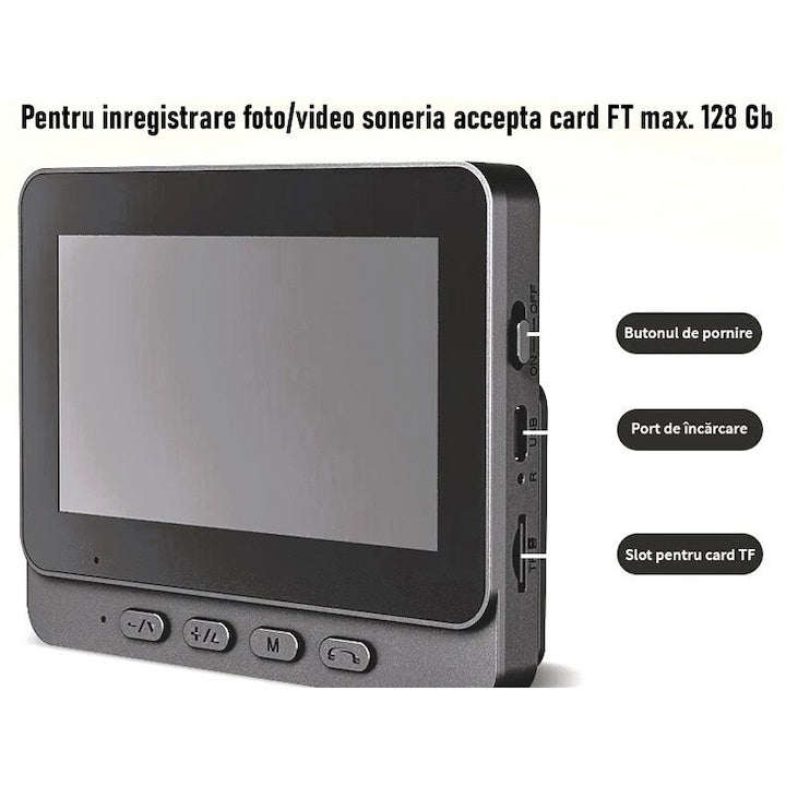 Sonerie video inteligenta, bluetooth, night vision, infrarosu, senzor IR, interfon video HD, 8MP, comunicare bidirectionala, unghi de vizualizare 170°, baterii incorporate, instalare usoara fara cabluri, negru