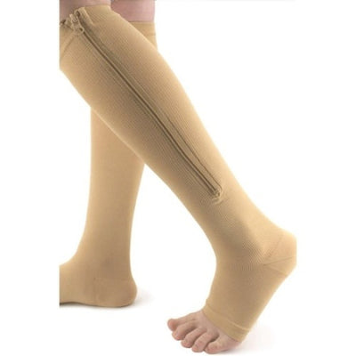 Sosete compresive cu fermoar FOXMAG24, unisex, crem, marimea S/M