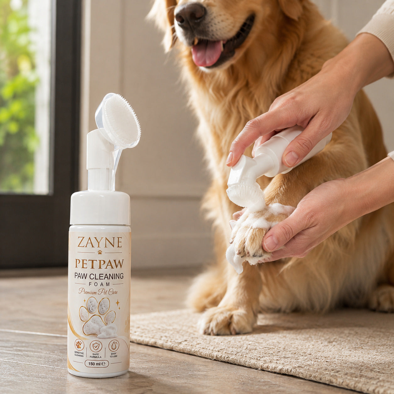 Spumă pentru Curățarea Lăbuțelor ZAYNE PETPAW, cu Perie, 150 ml – imagine 2