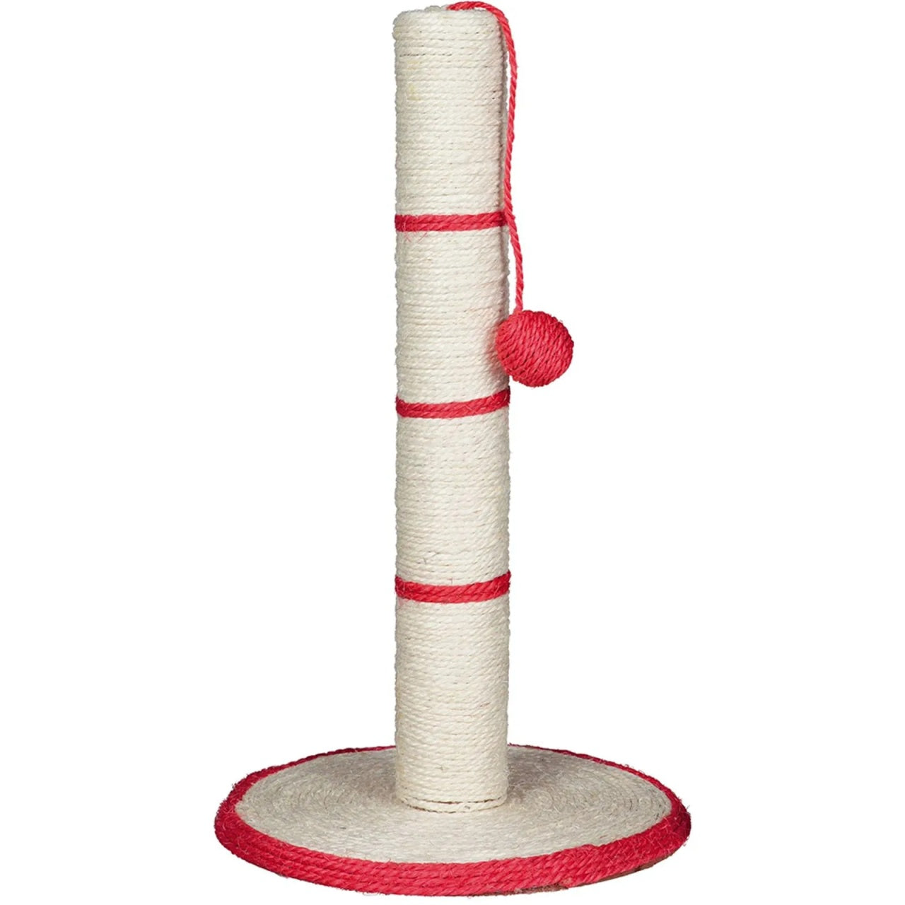 Stalp sisal plat pentru pisici, 50x31 cm, Bej cu mingie rosie
