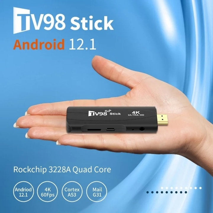 Stick TV Android 12.1 4K HD, 2GB RAM, 16GB Flash, WiFi dual, suport 3D