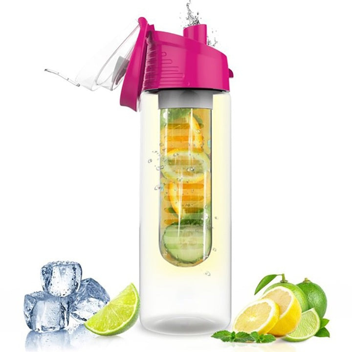 Sticla pentru apa cu infuzor, capacitate 700 ml, sistem de blocare, design portabil, rezistent la socuri, fara BPA, transparent