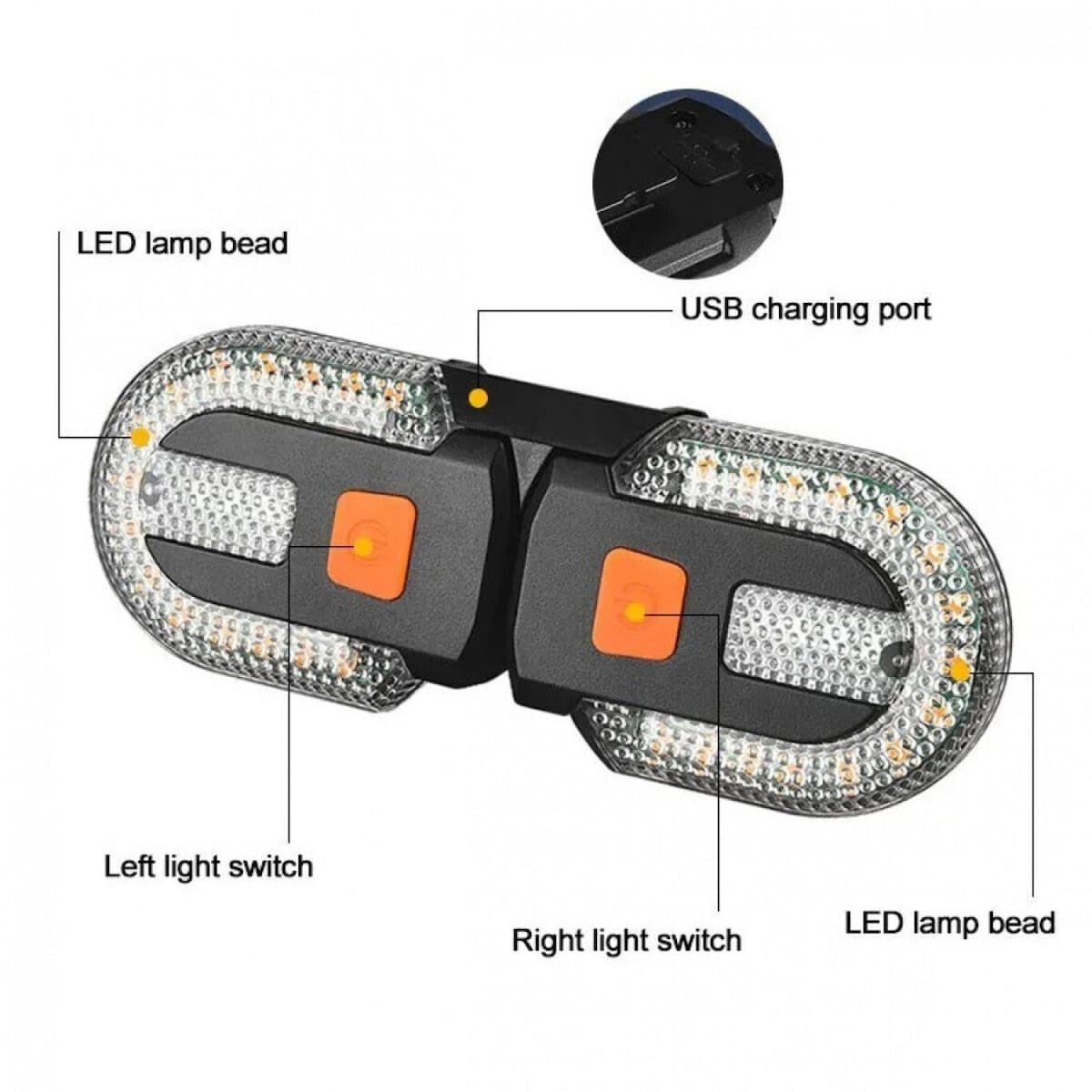 Stop bicicleta cu telecomanda, lumini LED semnalizare si frana, incarcare USB