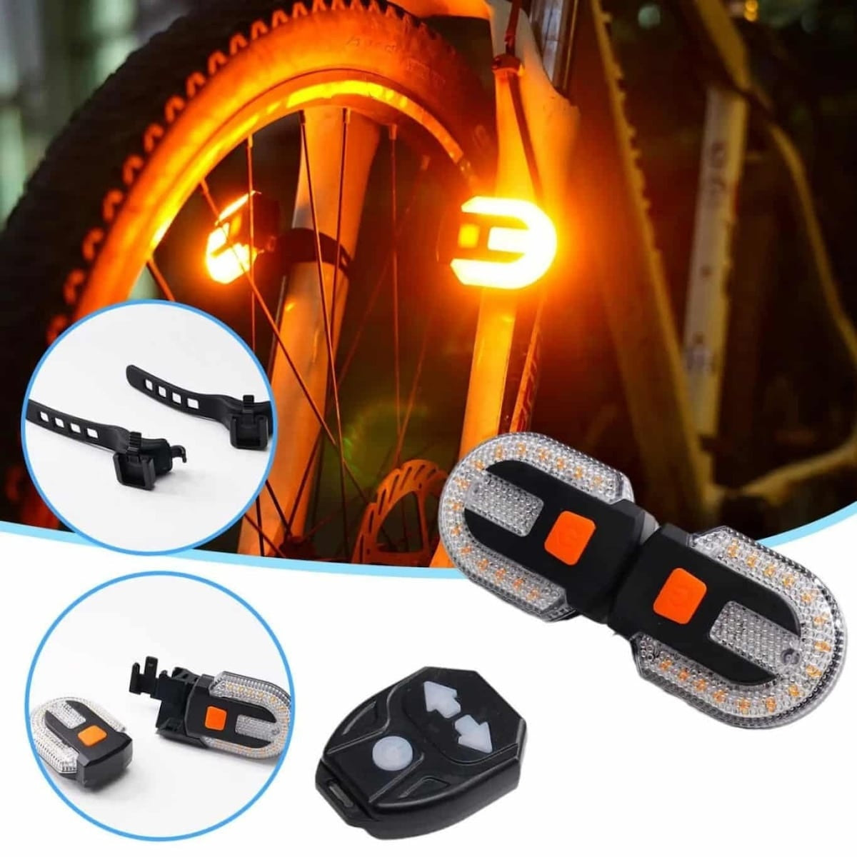 Stop bicicleta cu telecomanda, lumini LED semnalizare si frana, incarcare USB