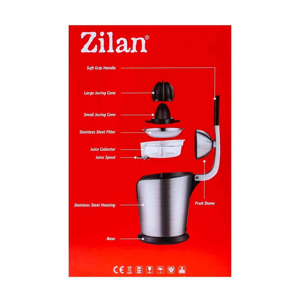 Storcator de citrice inox, putere 500W, antiderapant, capacitate recipient 0L