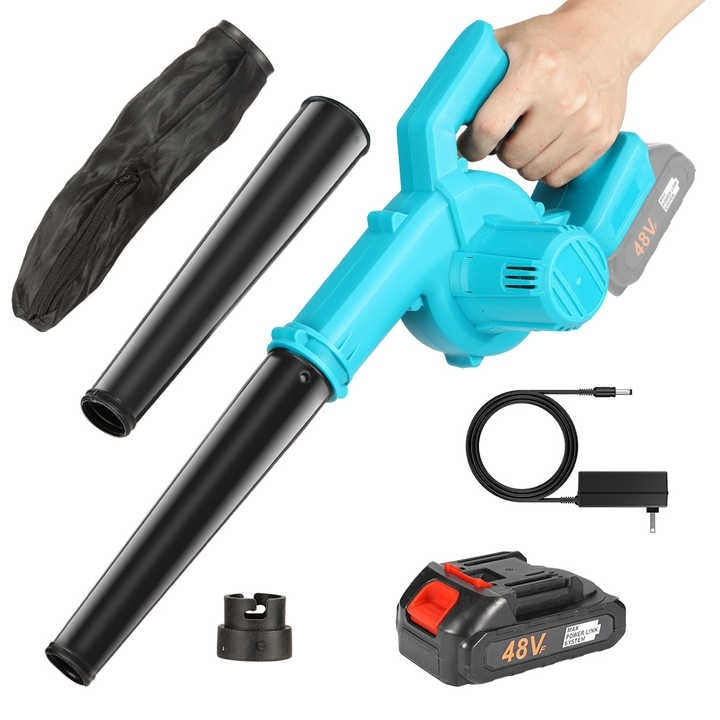 Suflanta usoara cu acumulator, pentru praf, murdarie, zapada, animal de companie, masina, putere 120W, fara fir, negru/albastru