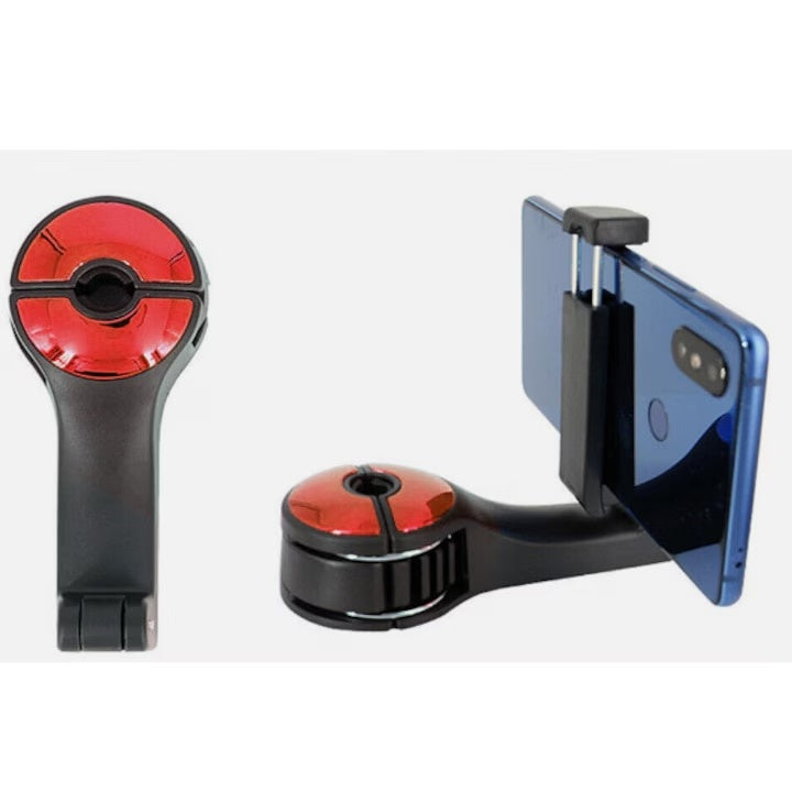 Suport auto multifunctional cu prindere de tetiera, pentru telefon sau tableta, accesoriu pentru sticle sau genti, din ABS, rosu/negru