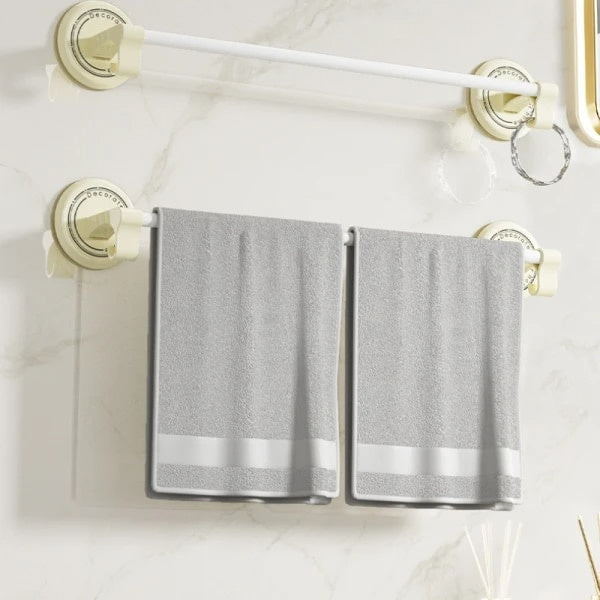 Suport autoadeziv pentru prosop, cu 2 agatatori, dimensiuni 46.5 x 7.5 cm, greutate maxima suportata 10 kg, alb