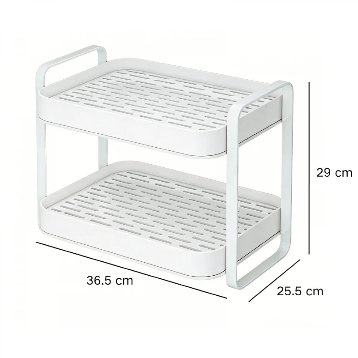 Suport cu 2 nivele pentru scurgerea paharelor, cadru metalic, dimensiuni 36.5 x 25.5 x 29 cm, alb