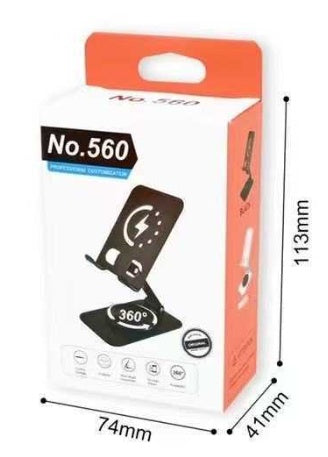 Suport de telefon ajustabil, rotire 360 grade, negru, 6.8 x 9.8 cm