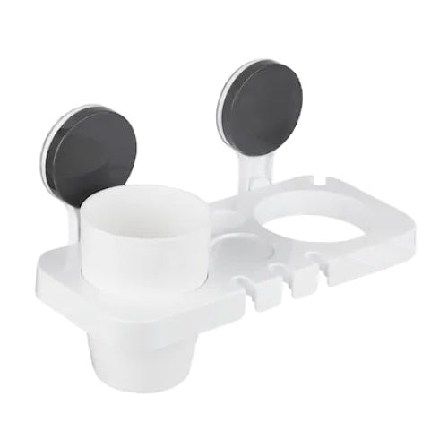 Suport depozitare baie, multifunctional, prindere cu ventuza, din ABS, alb