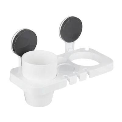 Suport depozitare baie, multifunctional, prindere cu ventuza, din ABS, alb