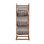 Suport din lemn cu 3 cosuri detasabile, maro, 35x100 cm
