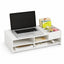 Suport Ergonomic pentru Monitor și Laptop, cu Compartimente, Alb – imagine principală