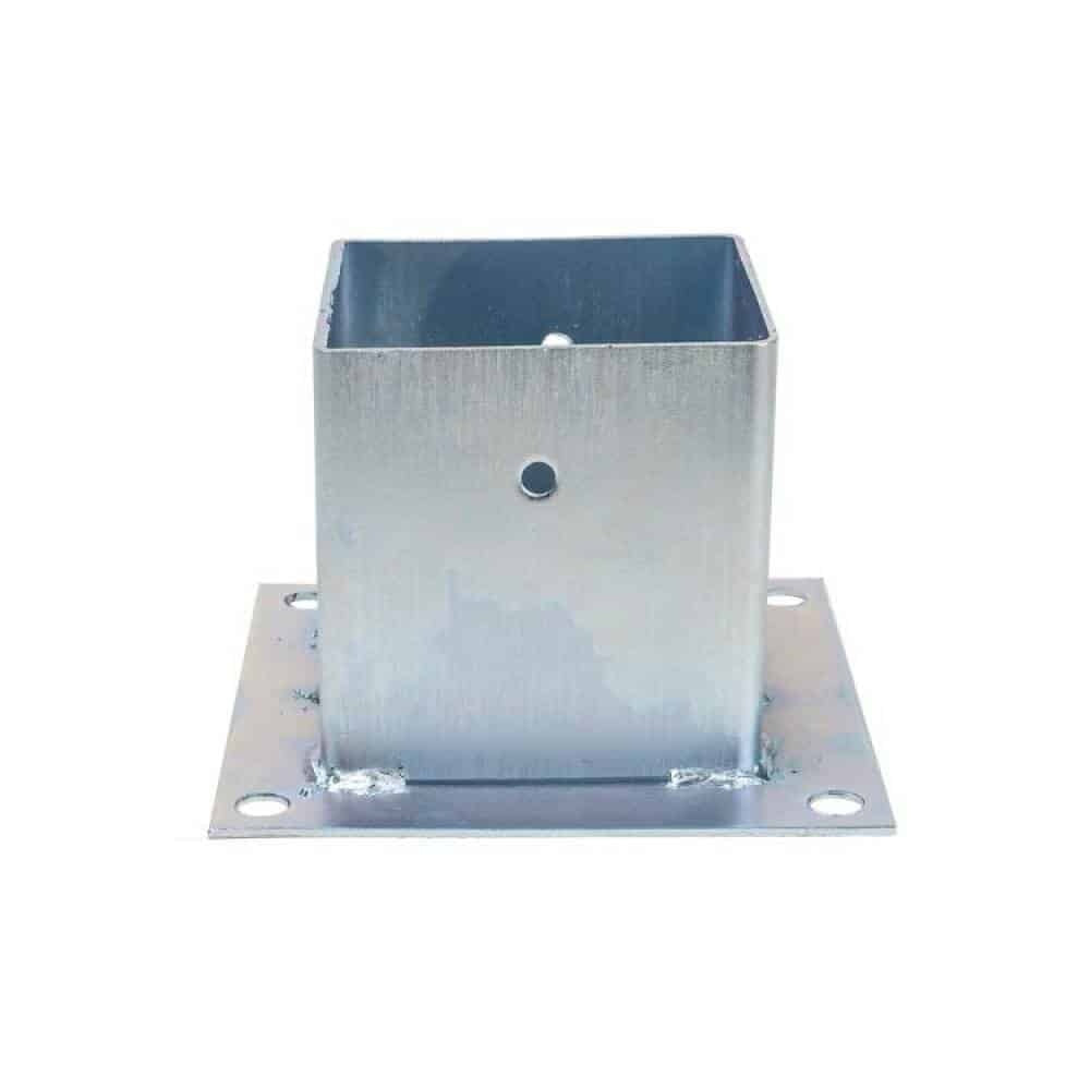 Suport grinda tip pahar 200x200 pentru fixare stalpi lemn in beton, metalizat