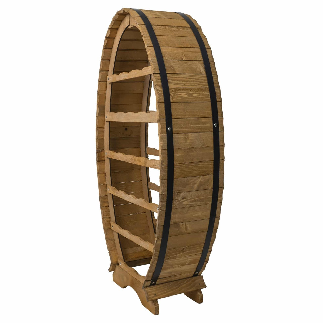 Suport lemn brad pentru 20 sticle vin, inaltime 92 cm, culoare cires