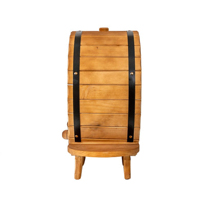 Suport lemn brad pentru 7 sticle vin, cu canea, inaltime 50 cm