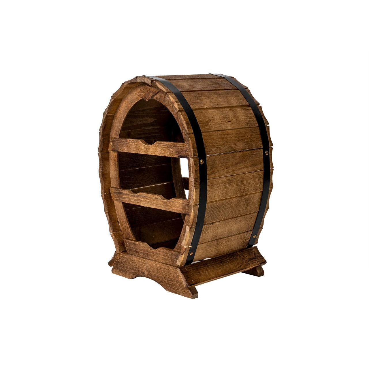 Suport lemn pentru 4 sticle de vin, inaltime 43 cm, maro
