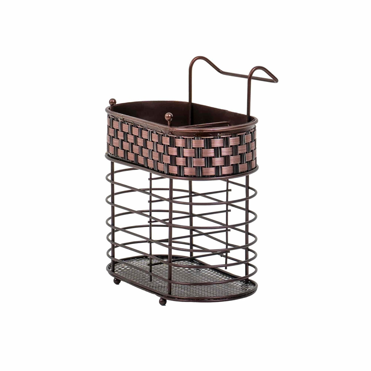 Suport metalic pentru tacamuri, maro, 16x8x13.5 cm
