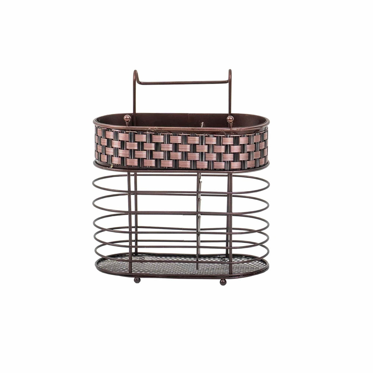 Suport metalic pentru tacamuri, maro, 16x8x13.5 cm