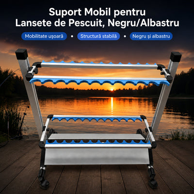 Suport Mobil pentru Lansete de Pescuit, Negru/Albastru – imagine principală promoțională