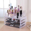 Suport Organizator Transparent FOXMAG24 pentru Cosmetice si Bijuterii, 16 Compartimente, 4 Sertare, Alb
