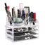 Suport Organizator Transparent FOXMAG24 pentru Cosmetice si Bijuterii, 16 Compartimente, 4 Sertare, Alb