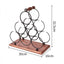 Suport pentru 6 sticle de vin, cu design modern, din lemn natural si otel, dimensiuni 32,5x16x30 cm, maro