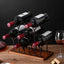 Suport pentru 6 sticle de vin, design modern, din lemn natural si otel, dimensiuni 26 x 16 x 34 cm, maro