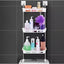 Suport pentru baie cu 3 rafturi, dimensiuni 30 x 14 x 88 cm, din metal si plastic, cu ventuze, pentru organizare eficienta, alb