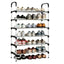 Suport pentru pantofi, cu 6 rafturi, din metal si ABS, instalare usoara, pentru hol, balcon, living, robusta si durabila, argintiu/negru