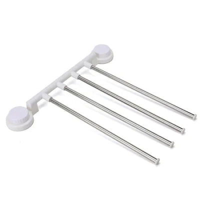 Suport pentru prosoape, cu prindere pe perete, cu ventuze, din metal si plastic, alb/gri