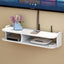 Suport pentru router si accesorii, dimensiuni 50 x 20 cm, cu 2 compartimente, montare pe perete, din PVC, finisaj mat, alb