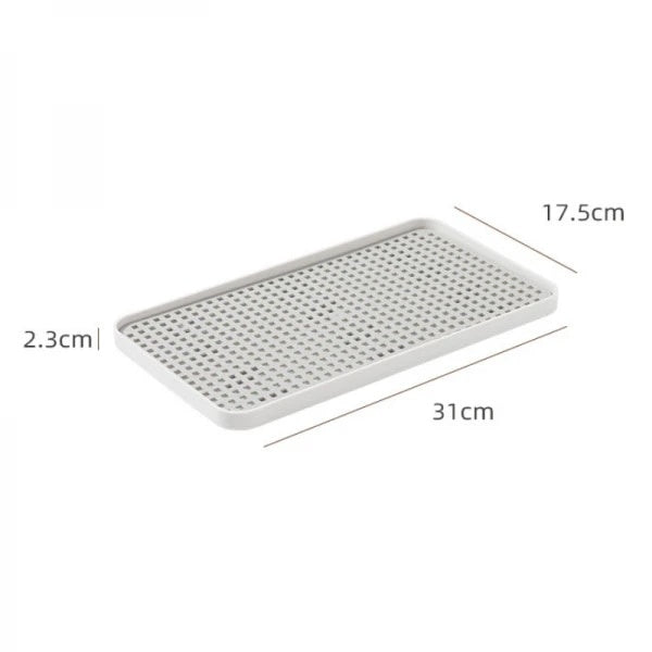 Suport pentru scurgere pahare/tacamuri, dimensiuni 31 x 17.5 x 2.3 cm, din silicon, antiderapant, se curata usor, alb