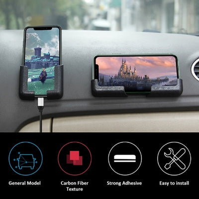 Suport pentru telefon, cu dimensiuni reglabile, prindere autoadeziva, din PVC, universal, negru