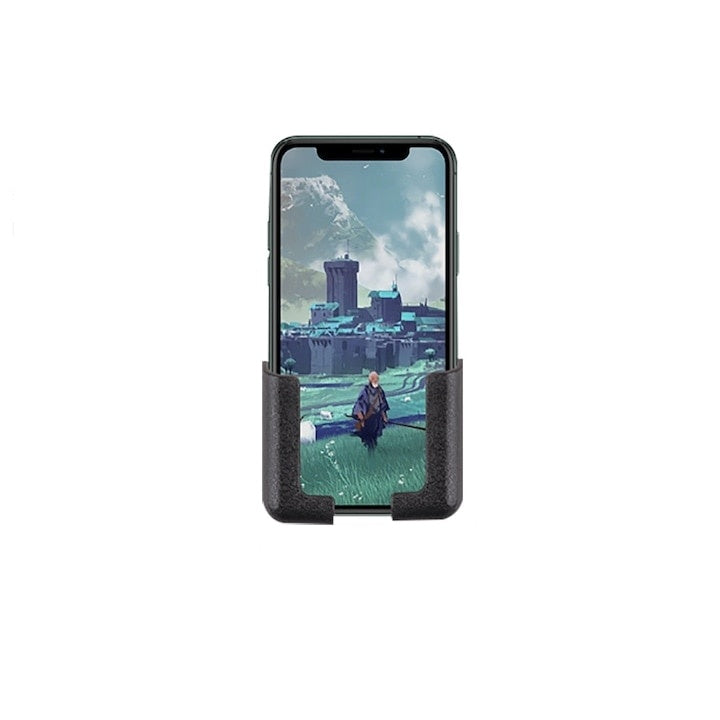 Suport pentru telefon, cu dimensiuni reglabile, prindere autoadeziva, din PVC, universal, negru