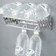 Suport pliabil pentru prosoape, din inox, cu 7 bare, 5 carlige, dimensiuni 12-35.5 cm x 58 cm x 14.5 cm, fixare pe perete, argintiu